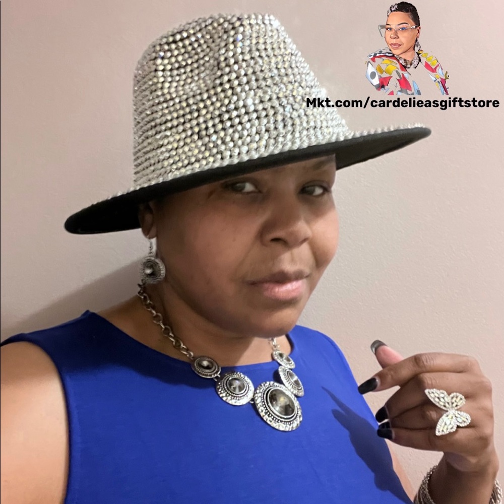 * Full Rhinestone Fedora Hat
* Rhinestone